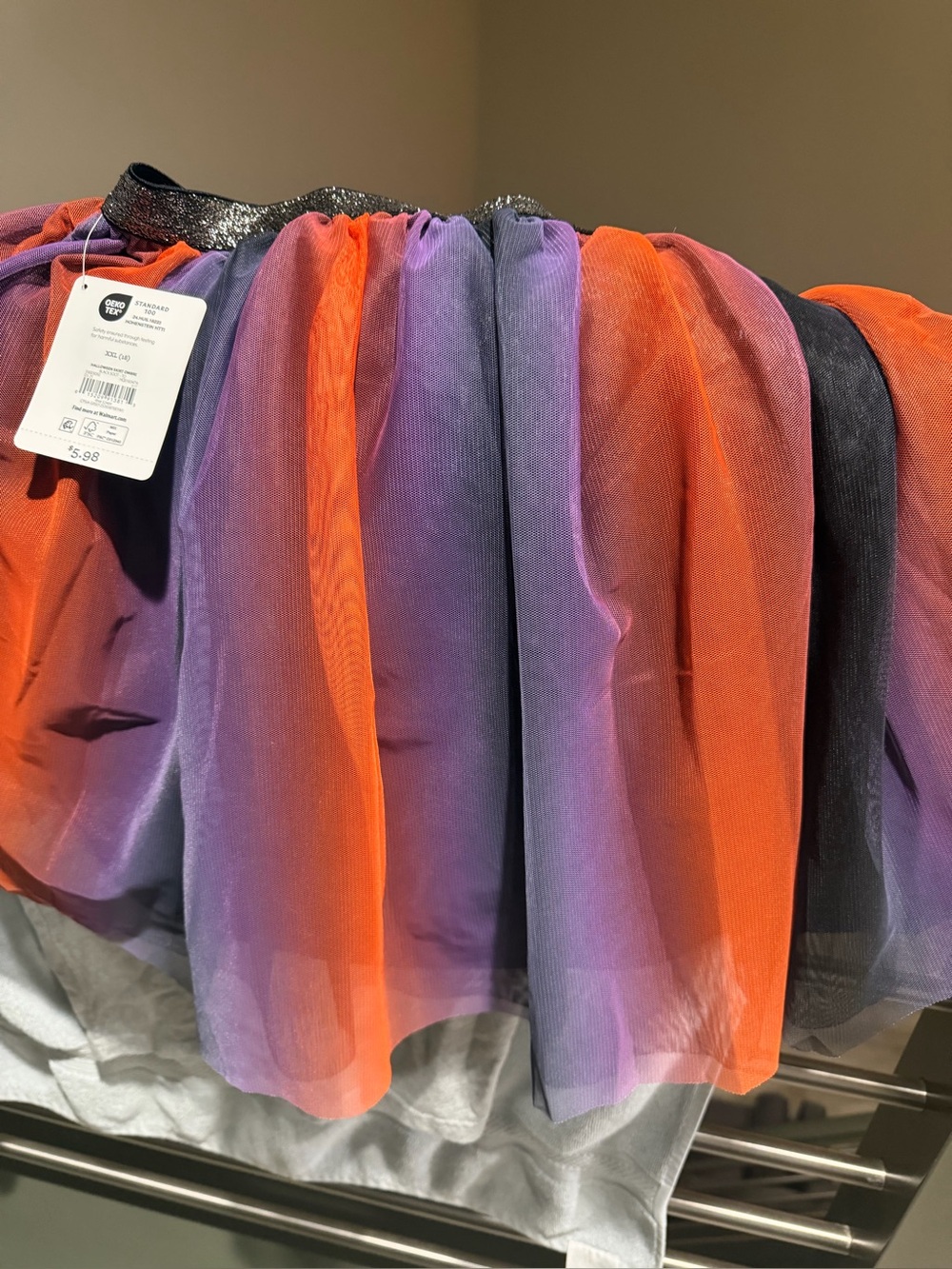 Girls' Purple & Orange Tulle Skirt with Shimmer Waistband